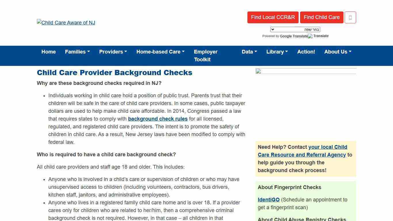 Child Care Provider Background Checks - Child Care Aware of NJ