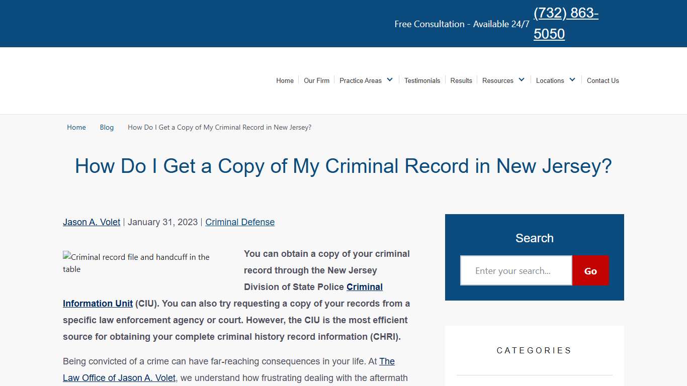 How Do I Get a Copy of My Criminal Record in NJ? - The Law Office of Jason A. Volet